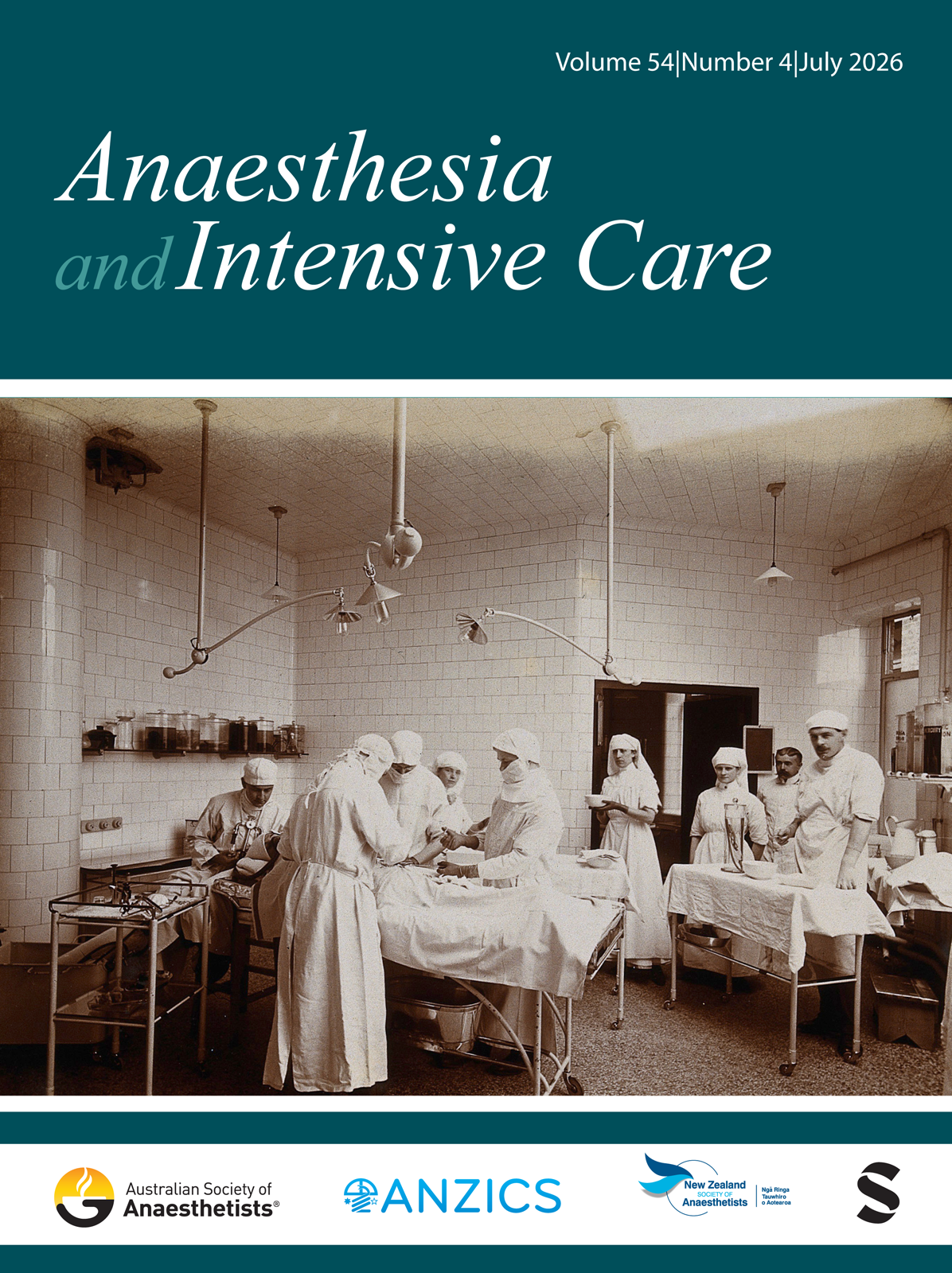 Anaesthesia and Intensive Care journal cover