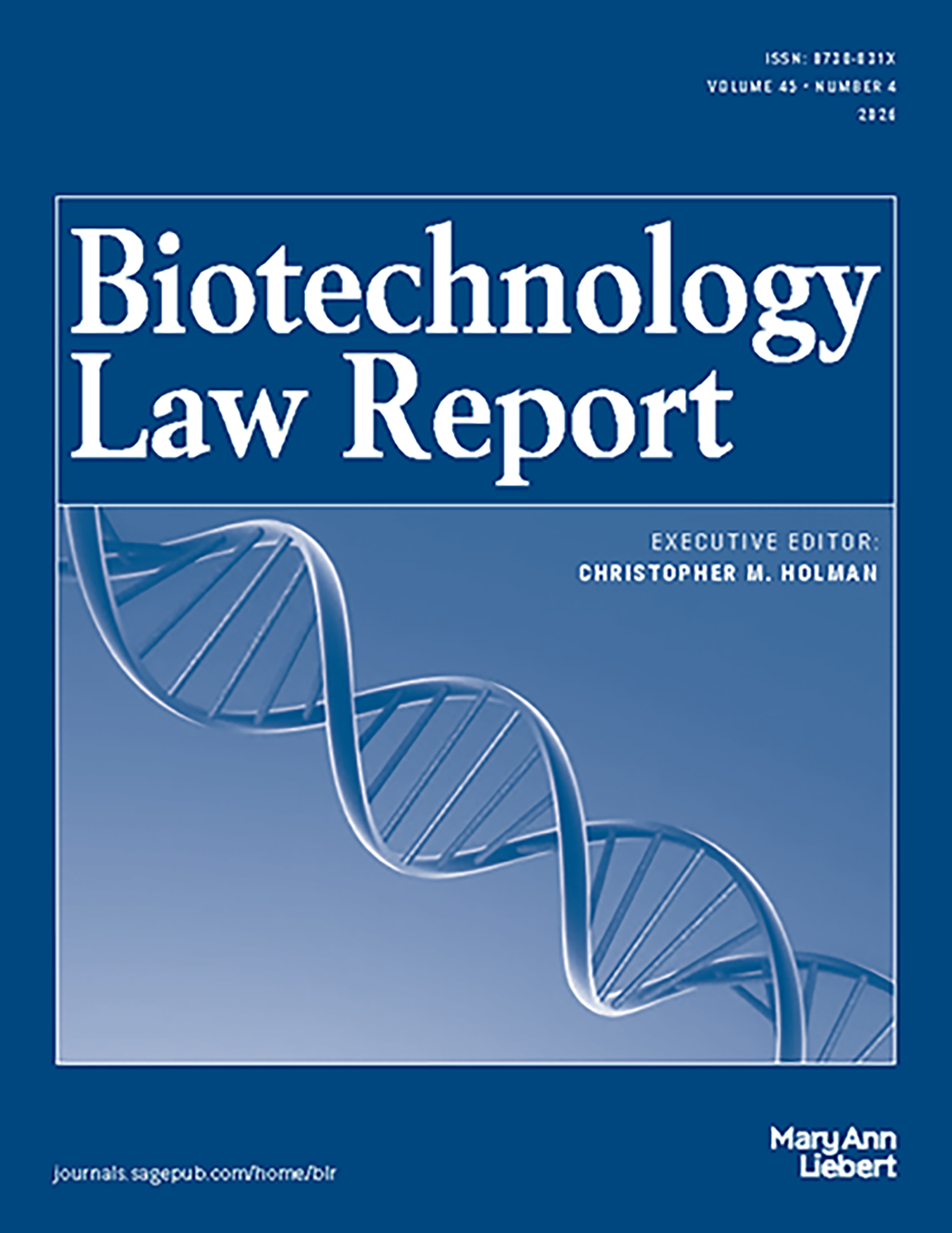 Biotechnology Law Report journal cover