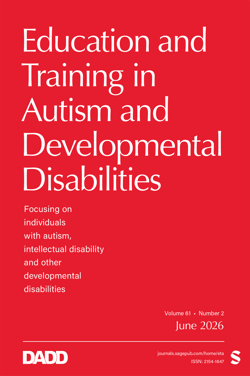 Education and Training in Autism and Developmental Disabilities journal cover
