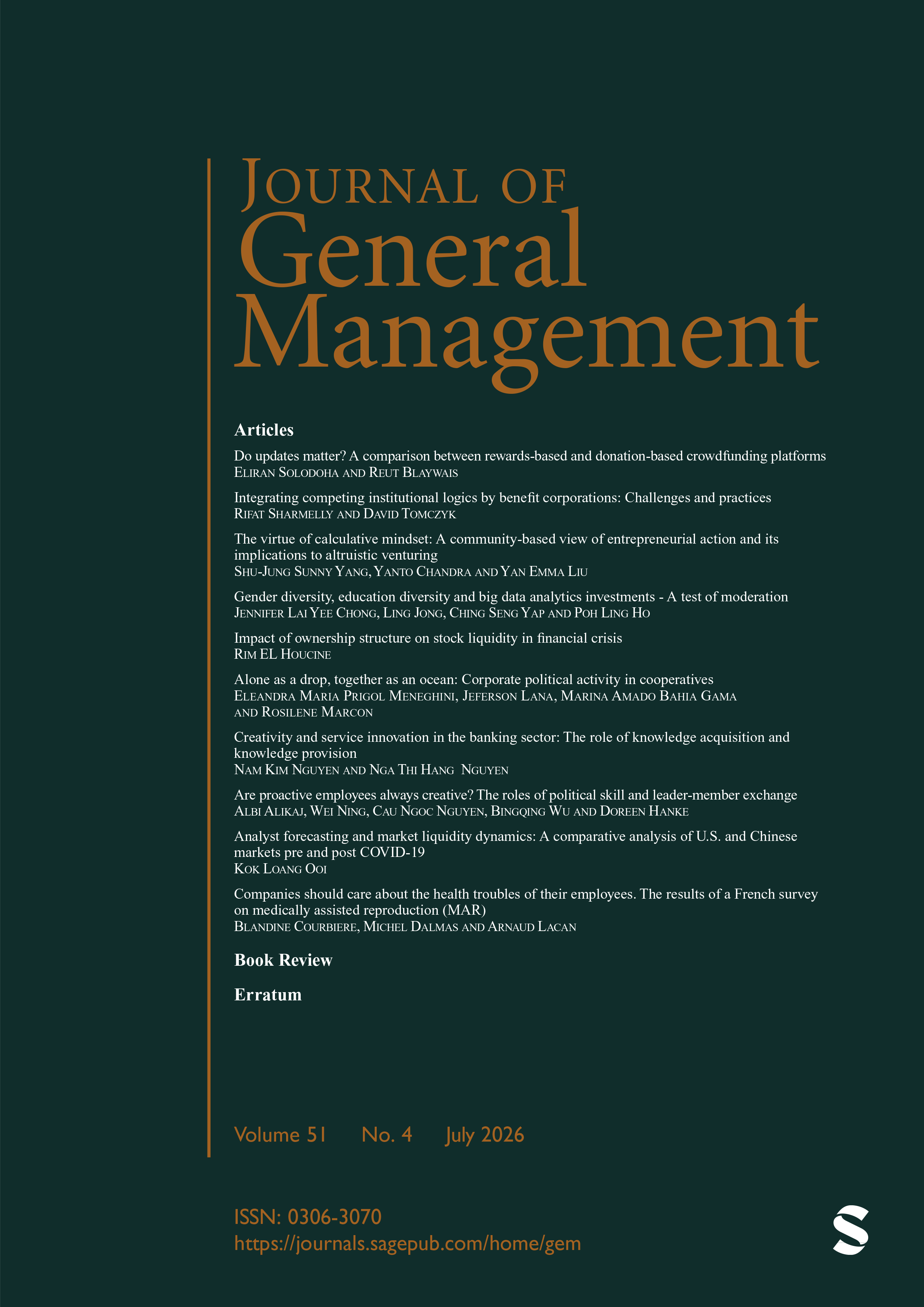 Journal of General Management journal cover