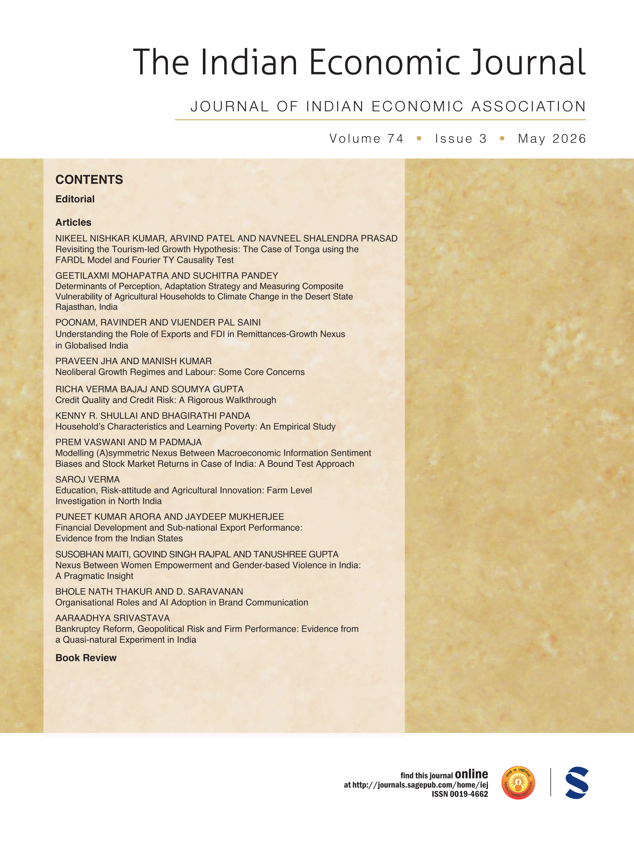 The Indian Economic Journal journal cover
