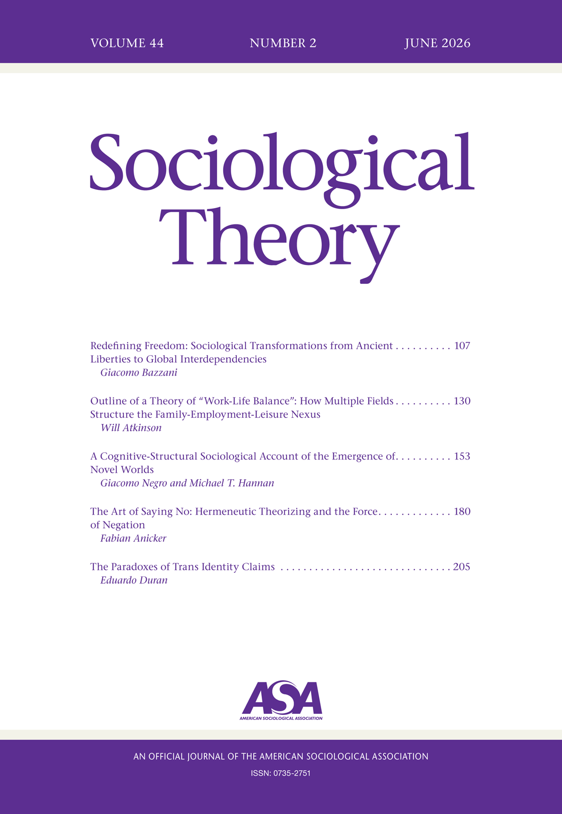 Sociological Theory journal cover