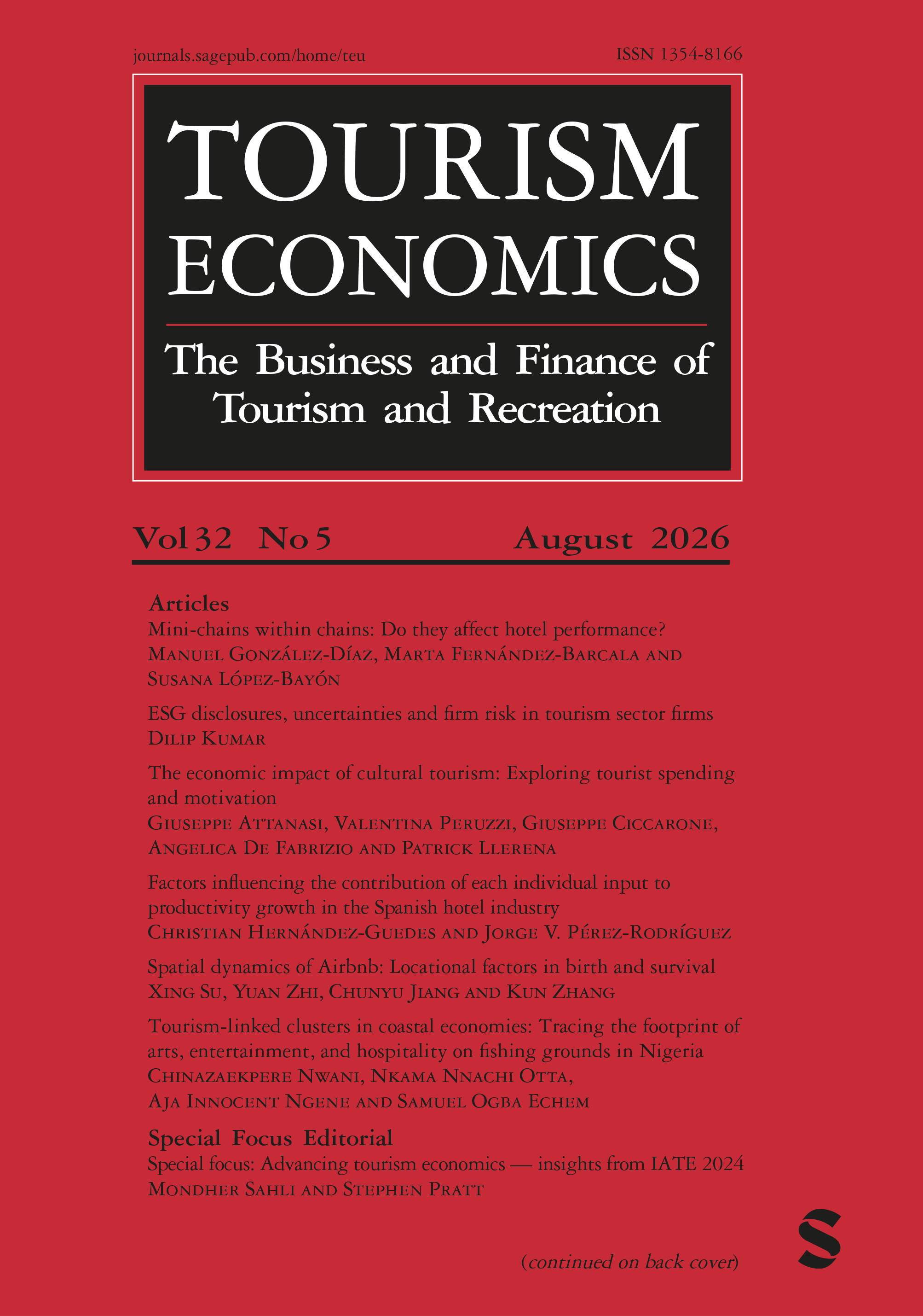 Tourism Economics journal cover